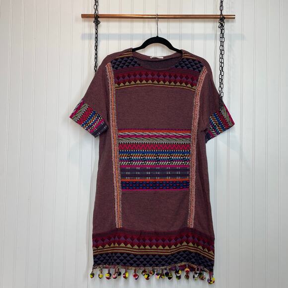 Zara Dresses & Skirts - Zara Trafaluc Women’s Southwestern Tribal Ethnic Woven Tapestry Tunic Dress S